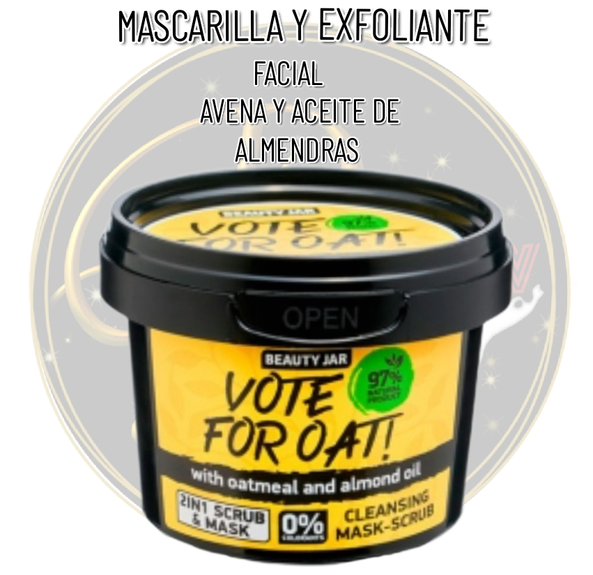 MASCARILLA Y EXFOLIANTE FACIAL LIMPIADORA - AVENA Y ACEITE DE ALMENDRAS